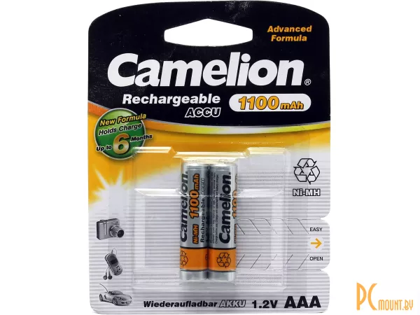 Аккумулятор Ni-MH Camelion 1100mA, R03 (AAA), цена за упаковку 2 шт.